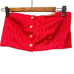 Cecelia Prado NEW NWT coral IKAT button down stretch back tube top M ANTH